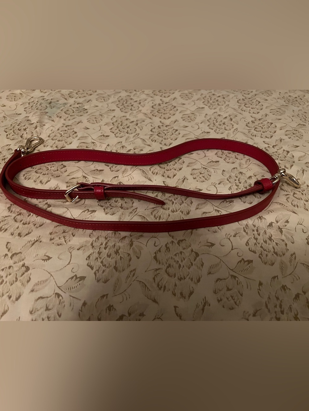 Red Leather Crossbody Strap Gold Hardware • Adjustable • Accessory- NWOT